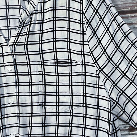 Joie Soft Womens Top size M Black White Plaid Tunic Mini Dress Drawstring Waist - Picture 6 of 10